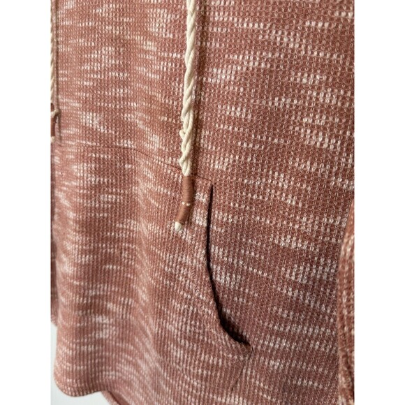 Inspired Hearts Women’s 1X Hoodie Top Pink Lace-Up Neck Waffle Knit Long Sleeve - Picture 8 of 10